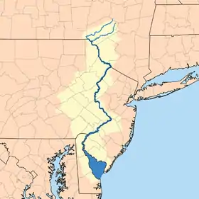 Mapa del río Delaware que forma toda la frontera este —con el estado de Nueva York y Nueva Jersey— de Pensilvania