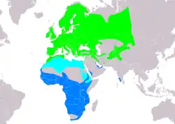 Distribución de Delichon urbicum