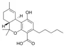 Chemical structure of Δ9-tetrahydrocannabinolic acid B.