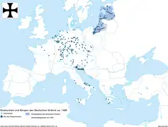 Encomiendas de la Orden Teutónica alrededor de 1300.