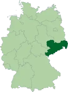 Map of Germany:Position of Saxony highlighted