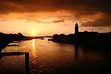 El IJssel durante un atardecer en Deventer