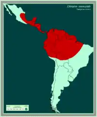 Mapa de distribución de la Zarigüeya común