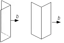 Diedros monoclínicos: esfenoide de forma saliente (izquierda) y domo con forma cóncava (derecha)