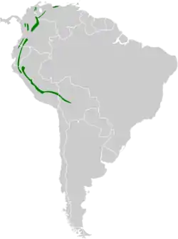 Distribución geográfica del pinchaflor azulado.