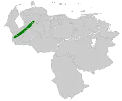 Distribución geográfica del pinchaflor de Mérida.