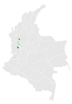 Distribución geográfica del pinchaflor ventrirrufo.