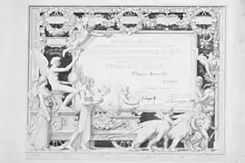 Diploma Medalla de plata por los vinos presentados por Doña Joaquina Mencos Elio, hija de los condes de Guendulain, en la Exposición Universal de París de 1889