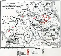 Disposición de las fuerzas griegas y otomanas el 25 de abril