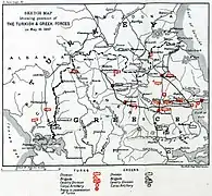 Disposición de las fuerzas griegas y otomanas el 10 de mayo