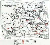 Disposición de las fuerzas griegas y otomanas el 20 de mayo
