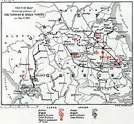 Disposición de las fuerzas griegas y otomanas el 4 de mayo