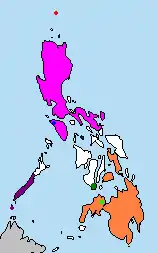 Distribución de C. palawanensis en Filipinas (en morado).