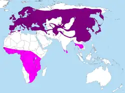 Distribución del cuco común.