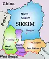 Los cuatro distritos de Sikkim y sus capitales