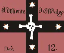 Bandera de El Doliente de Hidalgo, capturada en Zitácuaro el 2 de enero de 1812. Esta bandera era empleada por los insurgentes dirigidos por Ignacio López Rayón, en señal de luto por la muerte del cura Miguel Hidalgo.