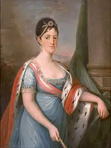 Retrato de Carlota Joaquina, Reina de Portugal (1802-1806) Óleo sobre lienzo. (102*77) Museo de Arte de Sao Paulo.