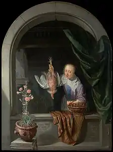 Mujer en una ventana, sosteniendo un ave muerta,Museo de Bellas Artes de Boston