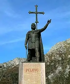 Don Pelayo, Rey de Asturias, muere en el 737 en Cangas de Onís, derrota a los musulmanes en la Batalla de Covadonga (722 d.C.), controlando el 3º Rey astur Alfonso I en el 757 la franja norte de Vizcaya a Galicia. Es el comienzo de "La Reconquista", siendo los reinos de España y Portugal herederos de este reino de Asturias.