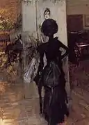 Dama de negro mirando el pastel de Emiliana Concha de Ossa, Giovanni Boldini, 1888.