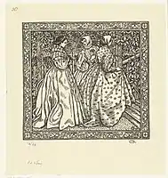 Tres mujeres en un jardín Les Roses d'Antan, 1950