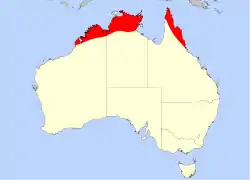 Distribución de D. petiolaris en Australia