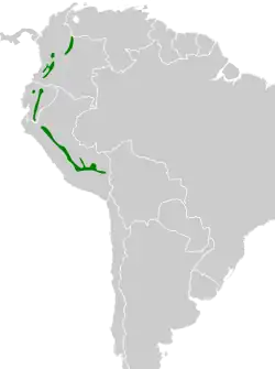 Distribución geográfica del picoguadaña grande.