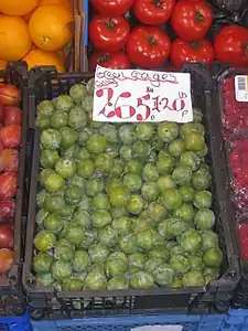 Ciruelas 'Reina Claudia' en el mercado.