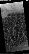 Vista amplia de dunas en Moreux Cráter, foto por HiRISE y su programa HiWish