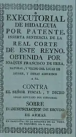 Ejecutorial de hidalguía (1793)