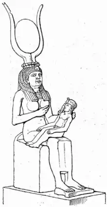 Estatua de Isis amamantando al niño Horus realizada en la época Ptolemaica