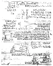 Papiro de Ahmes; datado entre 2000 al 1800 a. C.