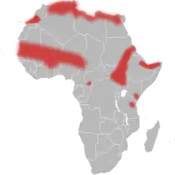      Distribución de la cobra egipcia