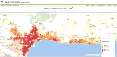 Distribución espacial de la población en Andalucía