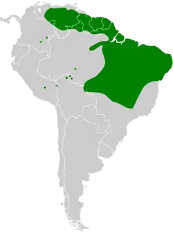 Distribución geográfica del fiofío crestado.