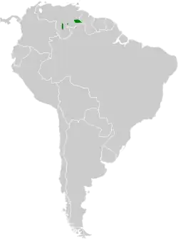 Distribución geográfica del fiofío de Day.