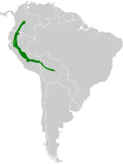 Distribución geográfica del fiofío gigante.