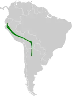 Distribución geográfica del fiofío oscuro.