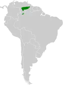 Distribución geográfica del fiofío de tepuí.