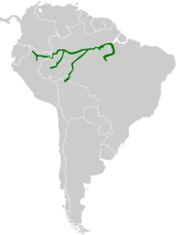 Distribución geográfica del fiofío pardo.