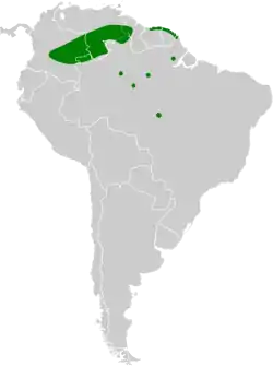 Distribución geográfica del fiofío crestirrufo.