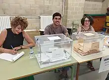 Mesa de votación en un colegio electoral de Valladolid