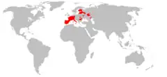 Distribución de Eliomys quercinus.