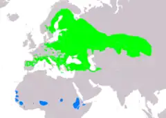 Distribución de Emberiza hortulana