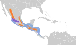 Distribución geográfica del mosquero gorgiblanco.