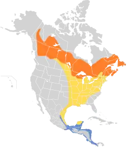 Distribución geográfica del mosquero ventriamarillo.