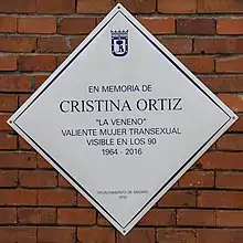 Placa en homenaje a La Veneno