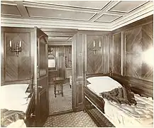 Suites de primera clase a bordo del Lusitania, c. 1907.