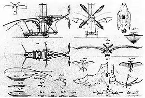 Dibujos del avión Eolo/Ader Avion I, 1890