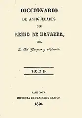 Tomo II del Diccionario de angüedades... impreso por Erasun (1840)